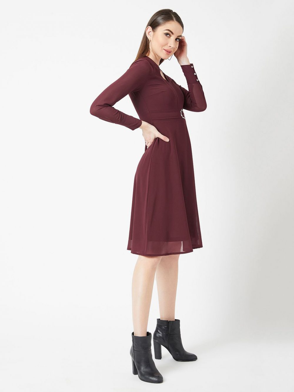 The Lifestyle Co. Women Solid Citrus Pop Skater Dress - Image 4