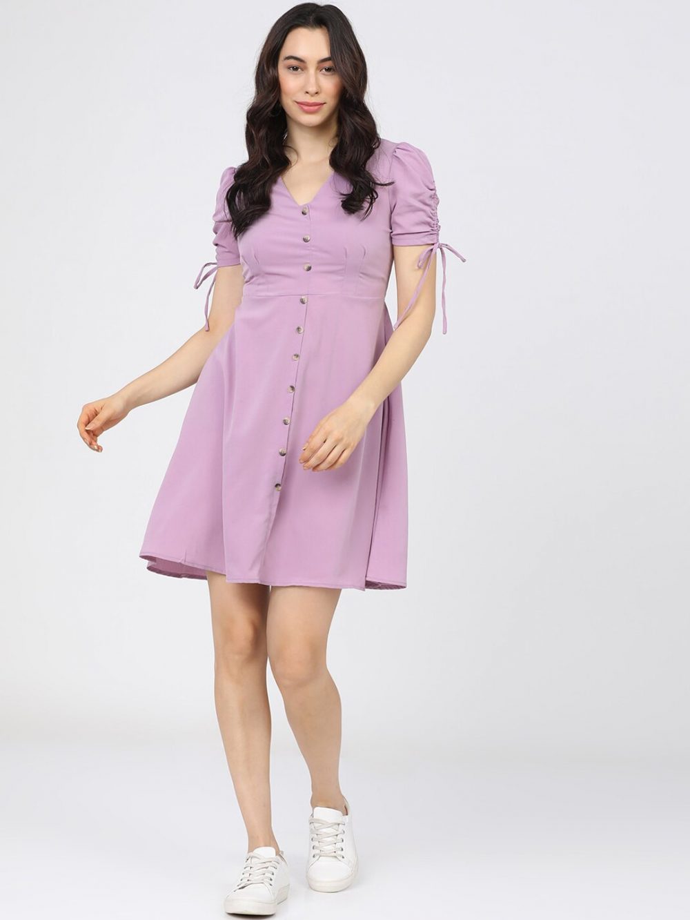 Lavender Solid Dress - Image 3
