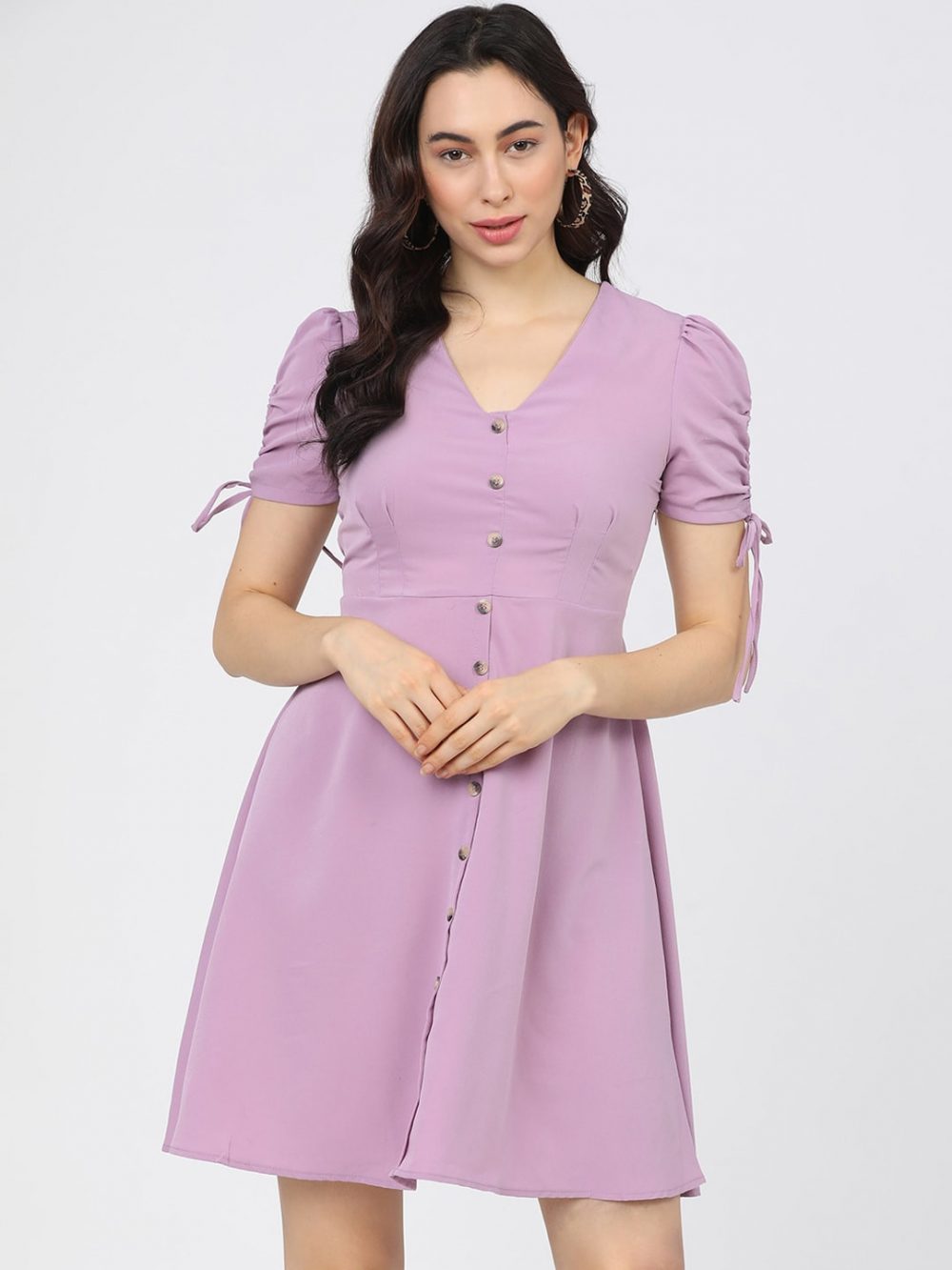 Lavender Solid Dress - Image 2