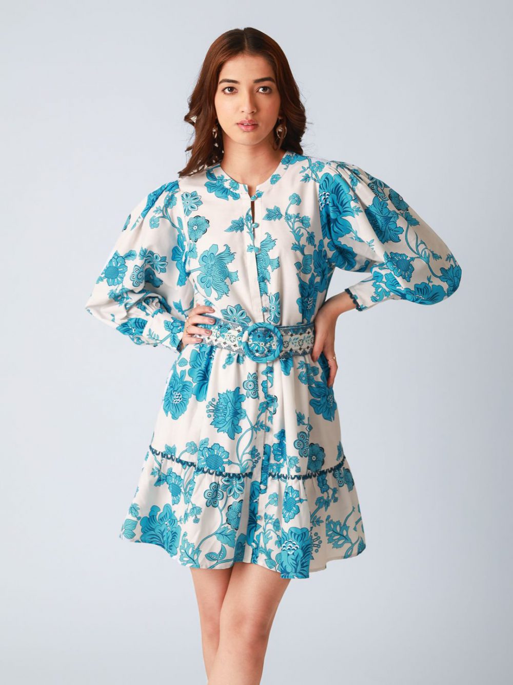 Women Floral Print Odor Free Regular Fit Skater Mini Dress