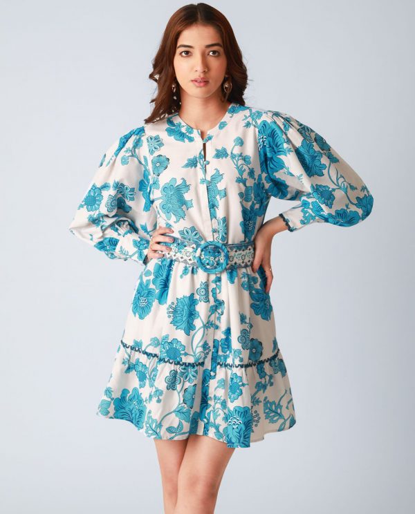 Women Floral Print Odor Free Regular Fit Skater Mini Dress