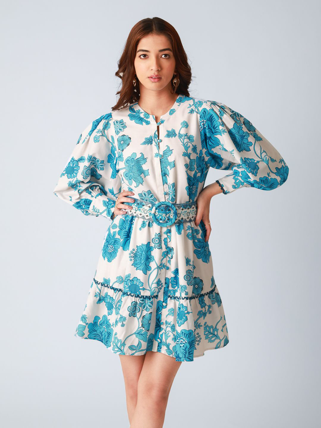 Women Floral Print Odor Free Regular Fit Skater Mini Dress