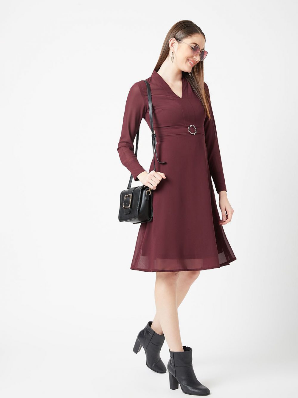 The Lifestyle Co. Women Solid Citrus Pop Skater Dress - Image 2