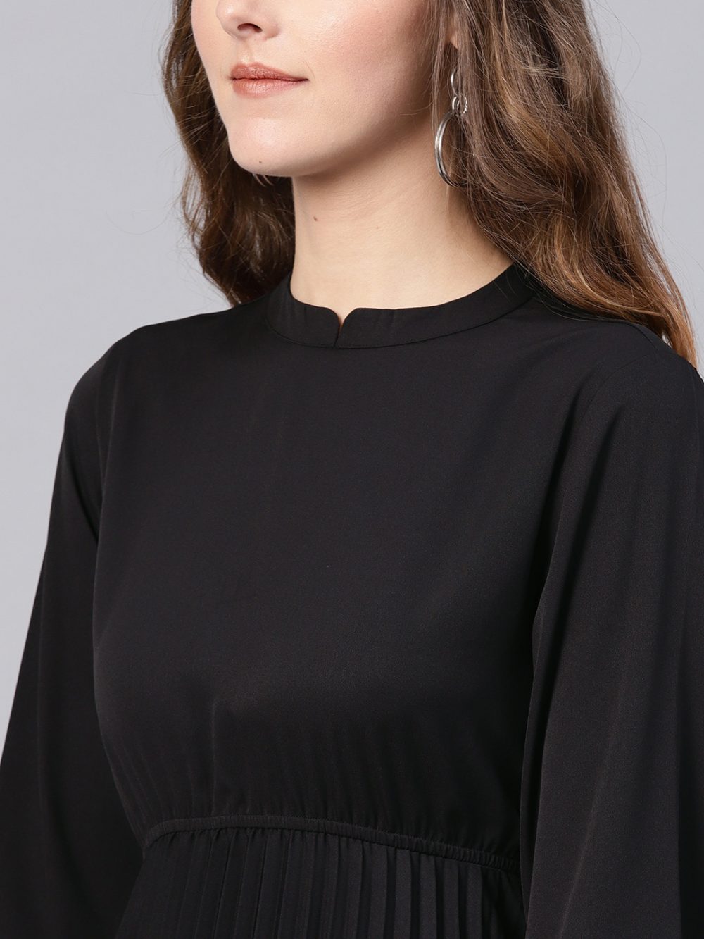 Black Accordion Pleats Empire Dress - Image 5
