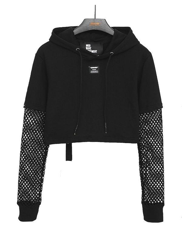 Cropped Mesh Hoodie