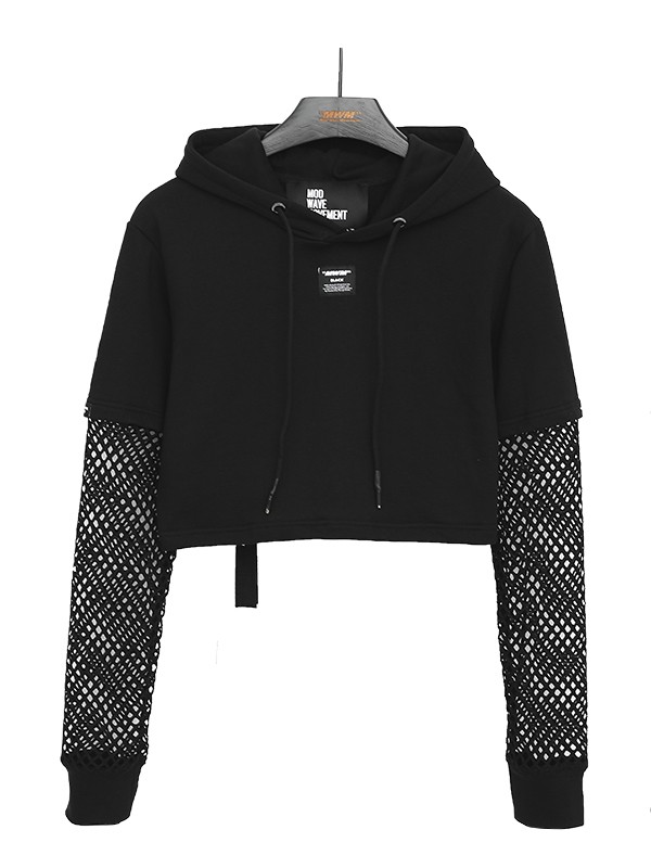 Cropped Mesh Hoodie