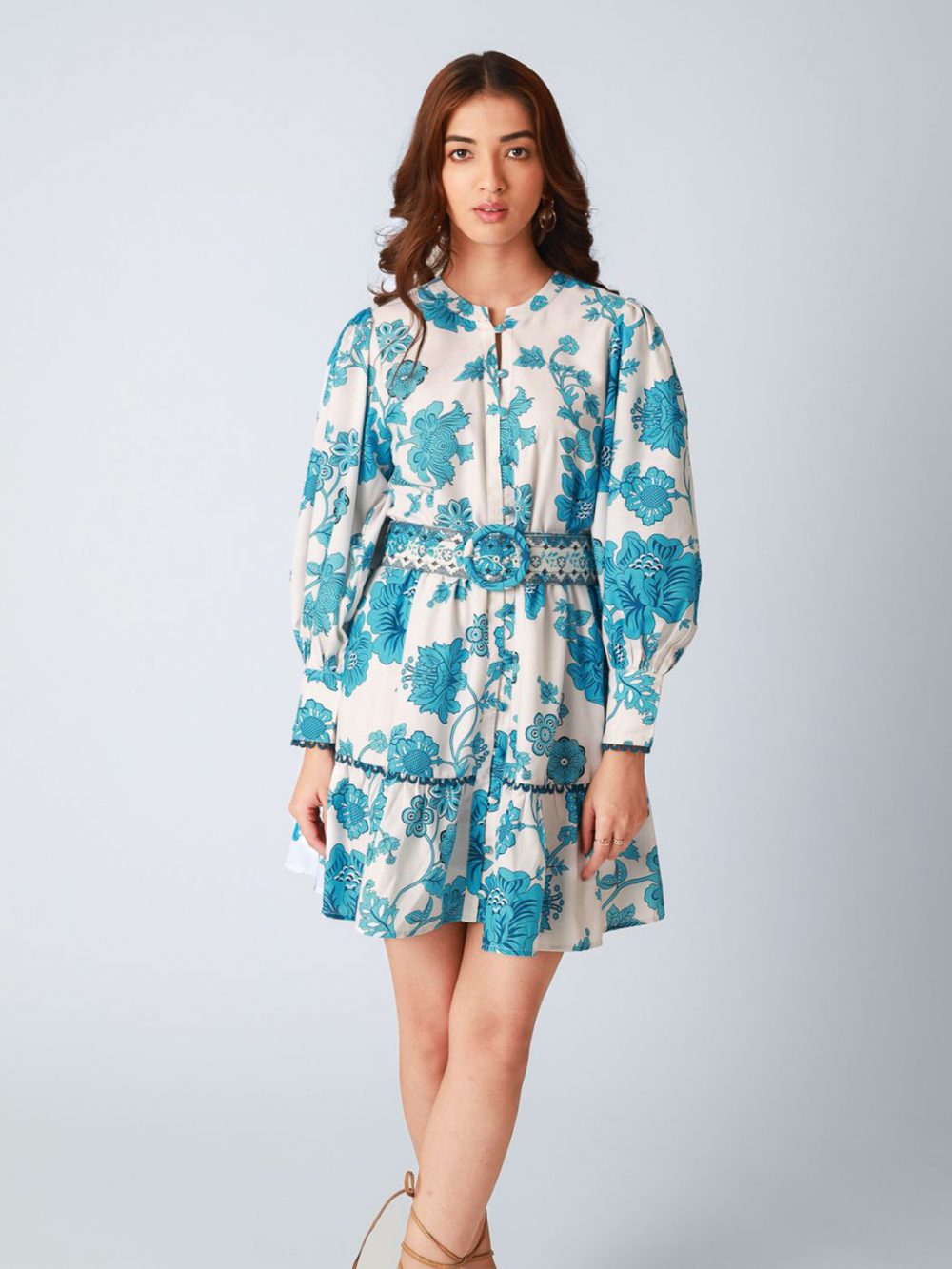Women Floral Print Odor Free Regular Fit Skater Mini Dress - Image 3