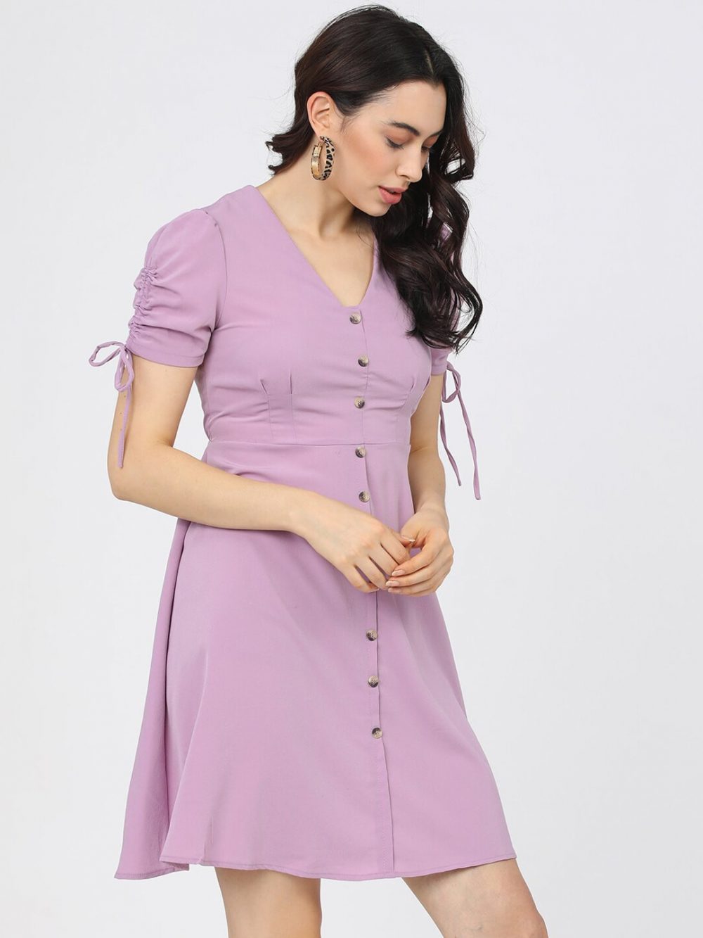 Lavender Solid Dress