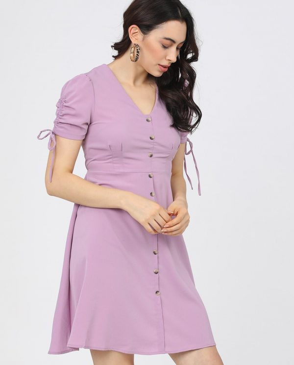 Lavender Solid Dress