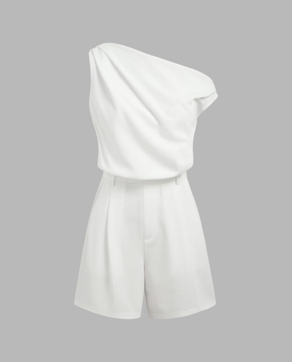 Chic Asymmetrical Pleated Romper