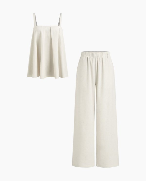 Effortless Chic Pleated Cami & Straight-Leg Trousers Co-ord Set