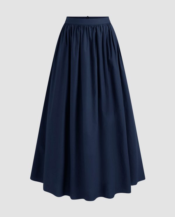 Classic Cotton Ruffle Hem Maxi Skirt