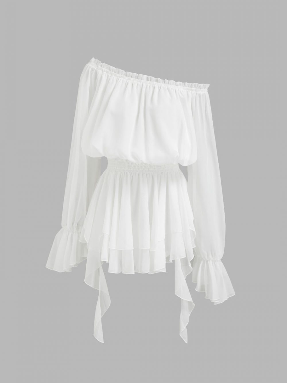 Elegant Off-Shoulder Ruffle Hem Mini Dress