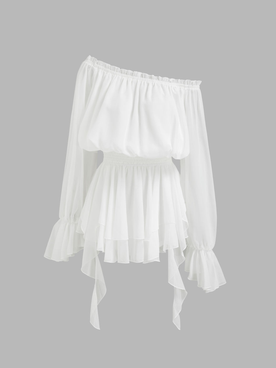 Elegant Off-Shoulder Ruffle Hem Mini Dress