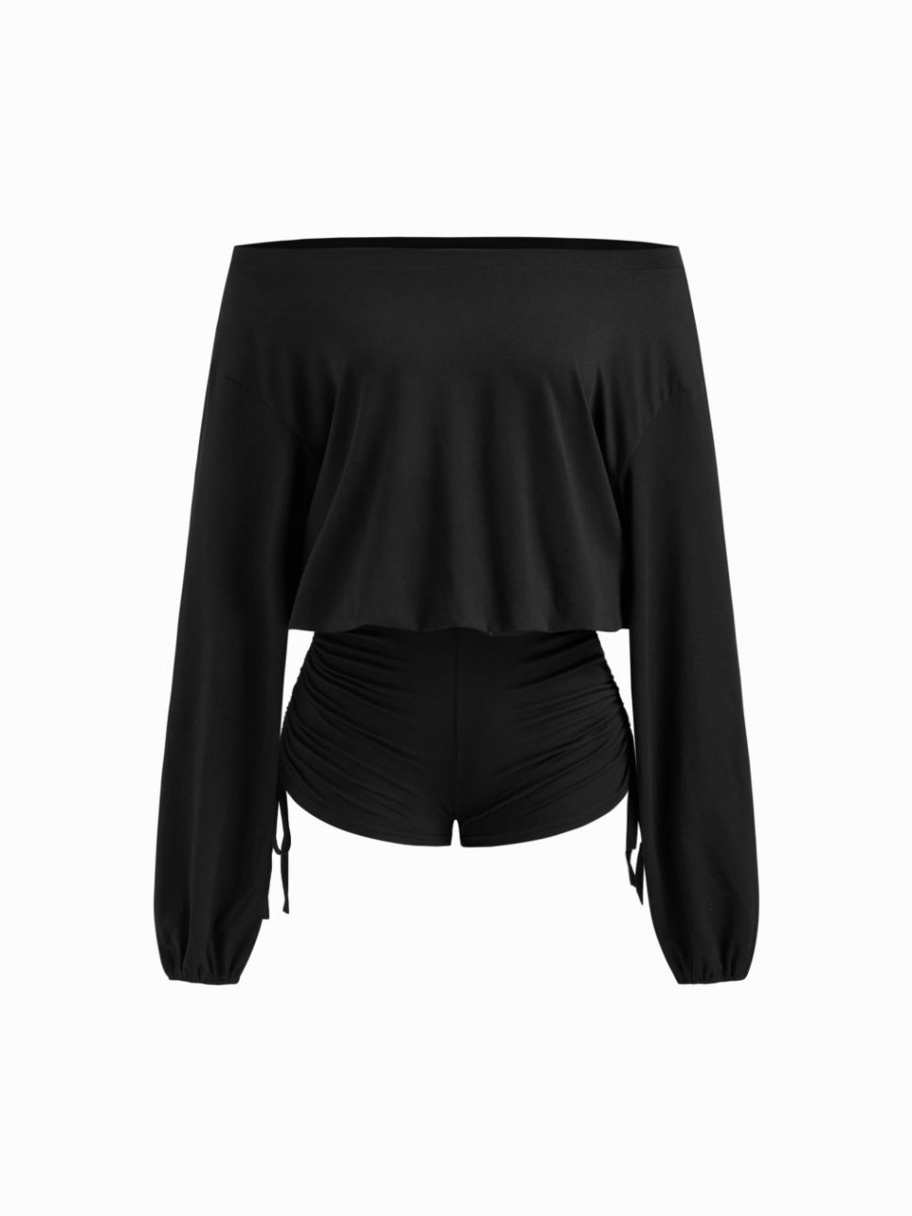 Chic Asymmetrical Neckline Drawstring Romper