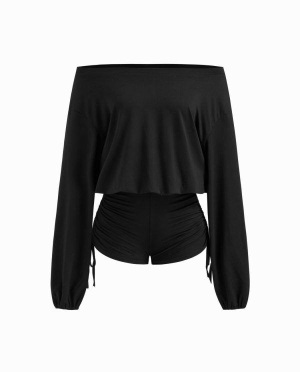 Chic Asymmetrical Neckline Drawstring Romper