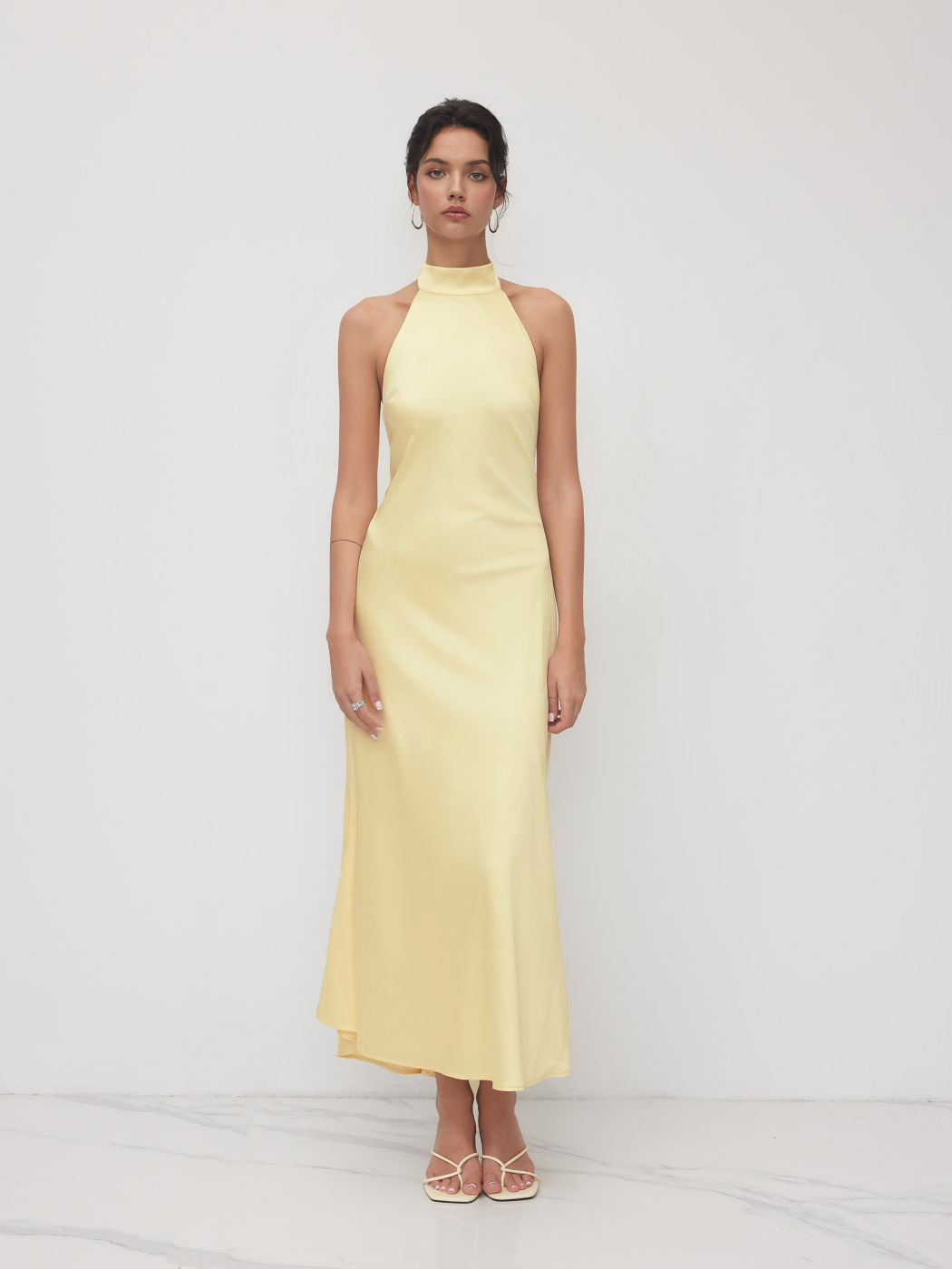 Midnight Elegance Satin Backless Maxi Dress