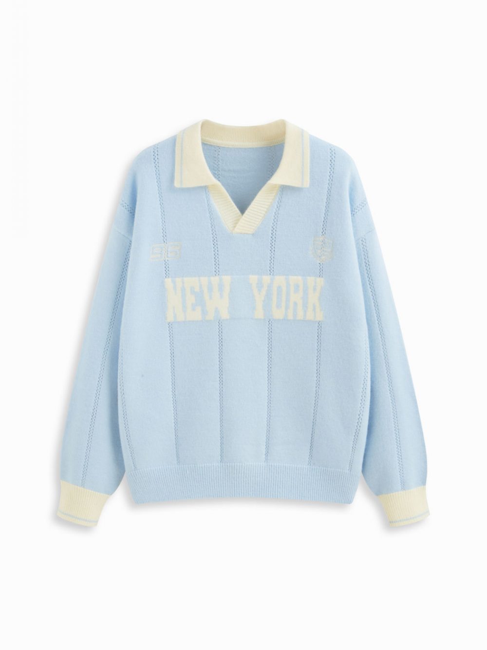 Colorblock Knit Oversized Polo Top