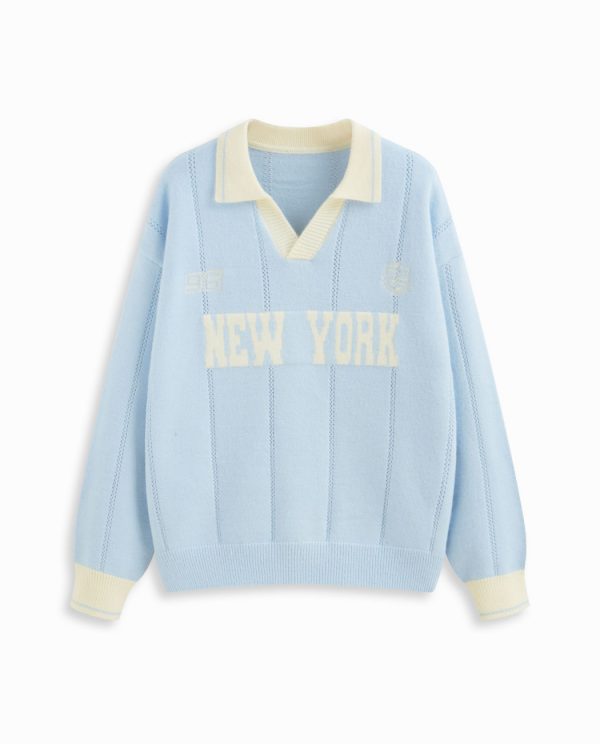 Colorblock Knit Oversized Polo Top