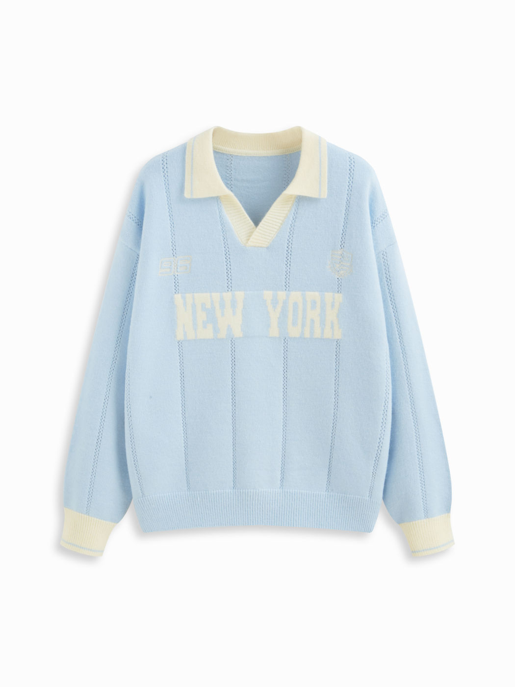Colorblock Knit Oversized Polo Top