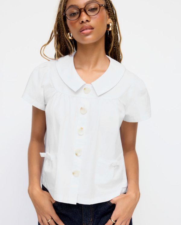 Classic Cotton Peter Pan Collar Oversized Blouse