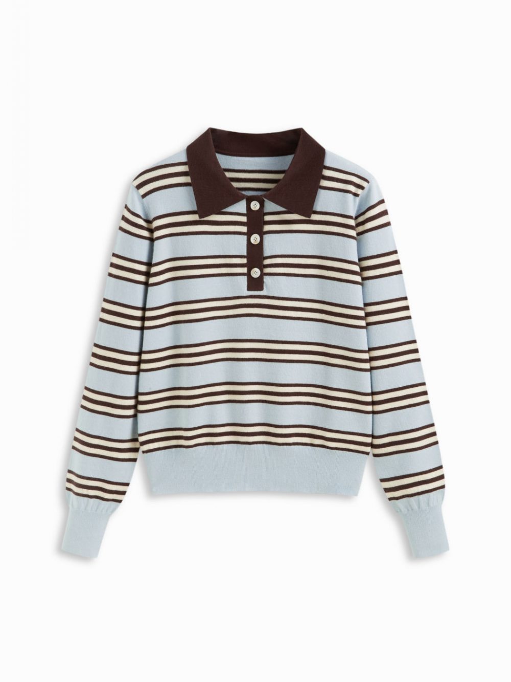 Oversized Striped Knit Polo Top
