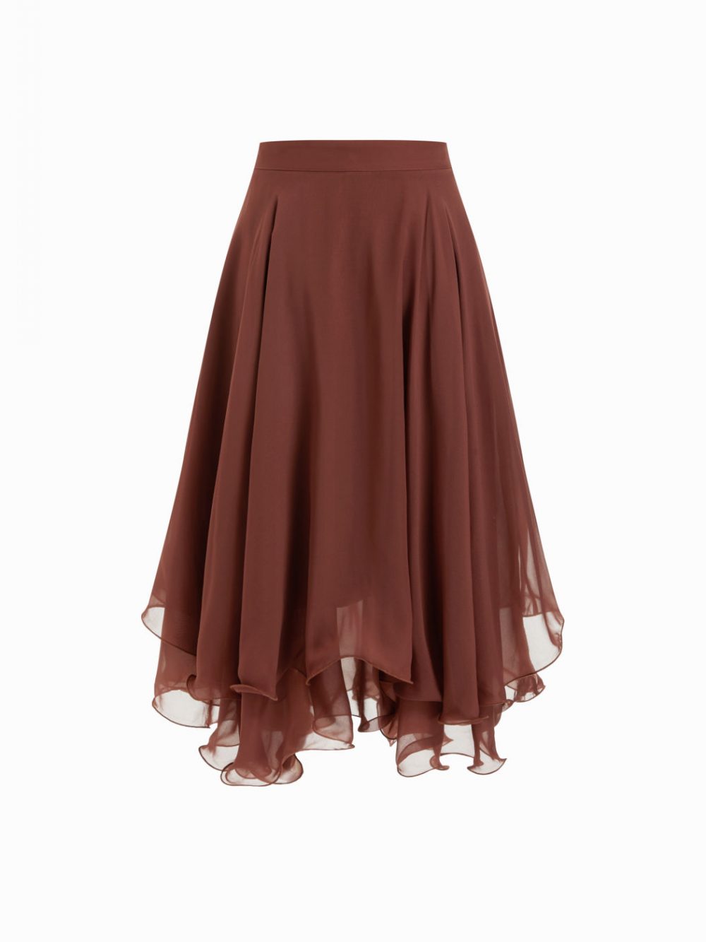 Elegant Layered Chiffon Ruffle Midi Skirt