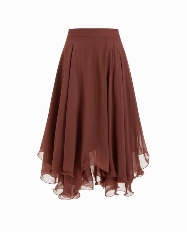 Elegant Layered Chiffon Ruffle Midi Skirt
