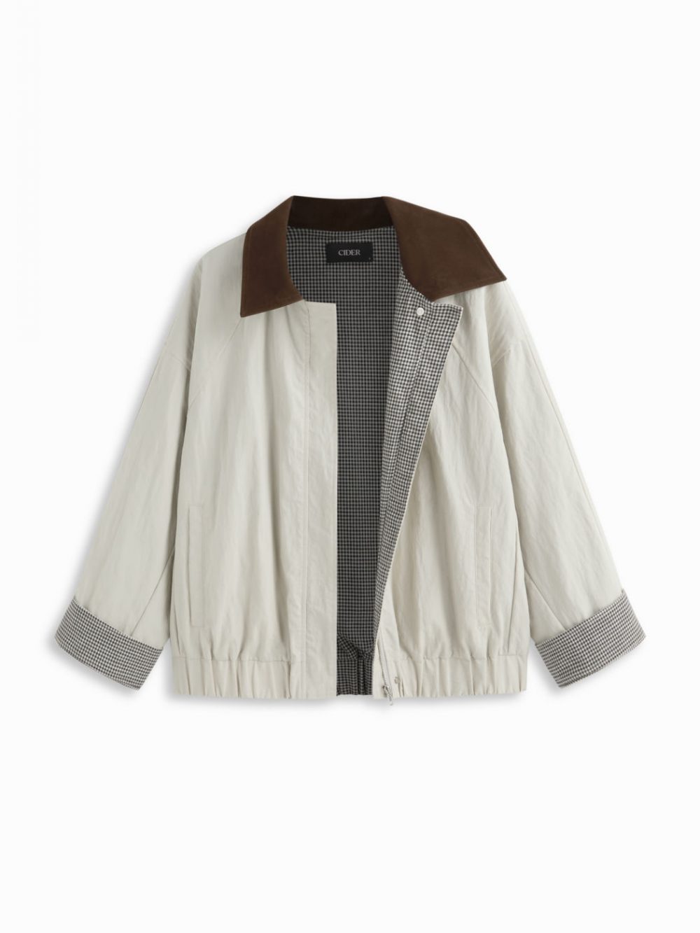 Heritage Gingham Patchwork Zip-Front Oversized Jacket