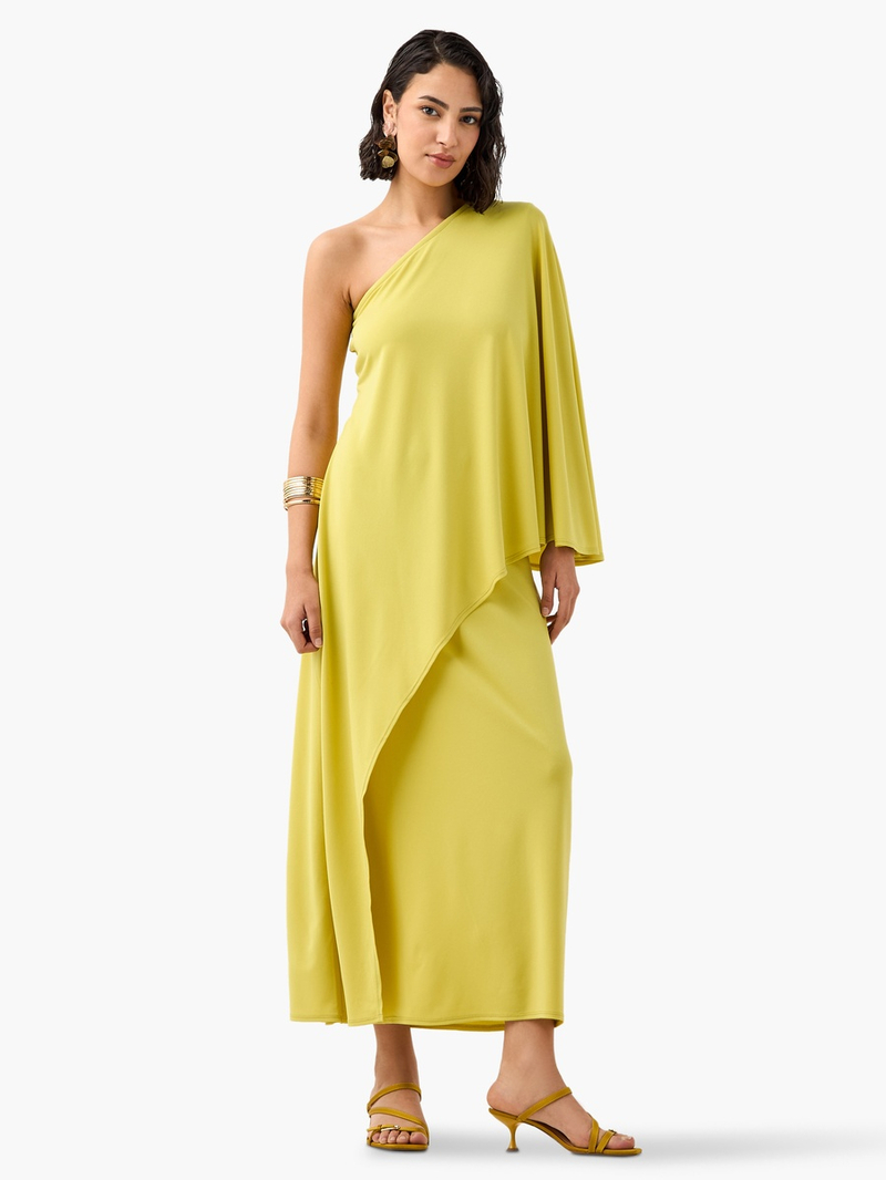 Elegant One-Shoulder Layered Midi Dress