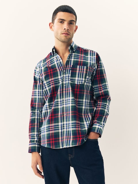 Classic Red & Green Check Regular Fit Oxford Shirt