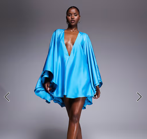 Celestia Satin Plunge Mini Dress – Turquoise Blue