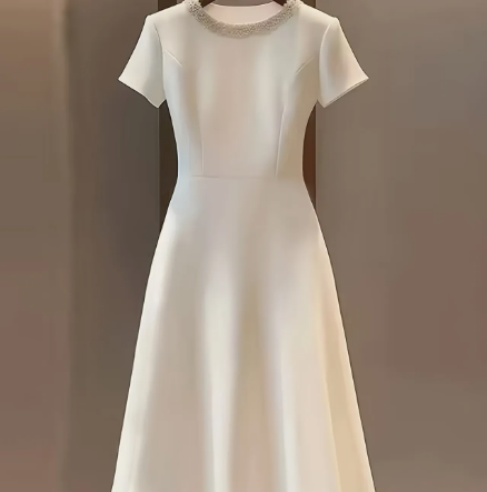 Radiance White Sequin-Trim Midi Dress