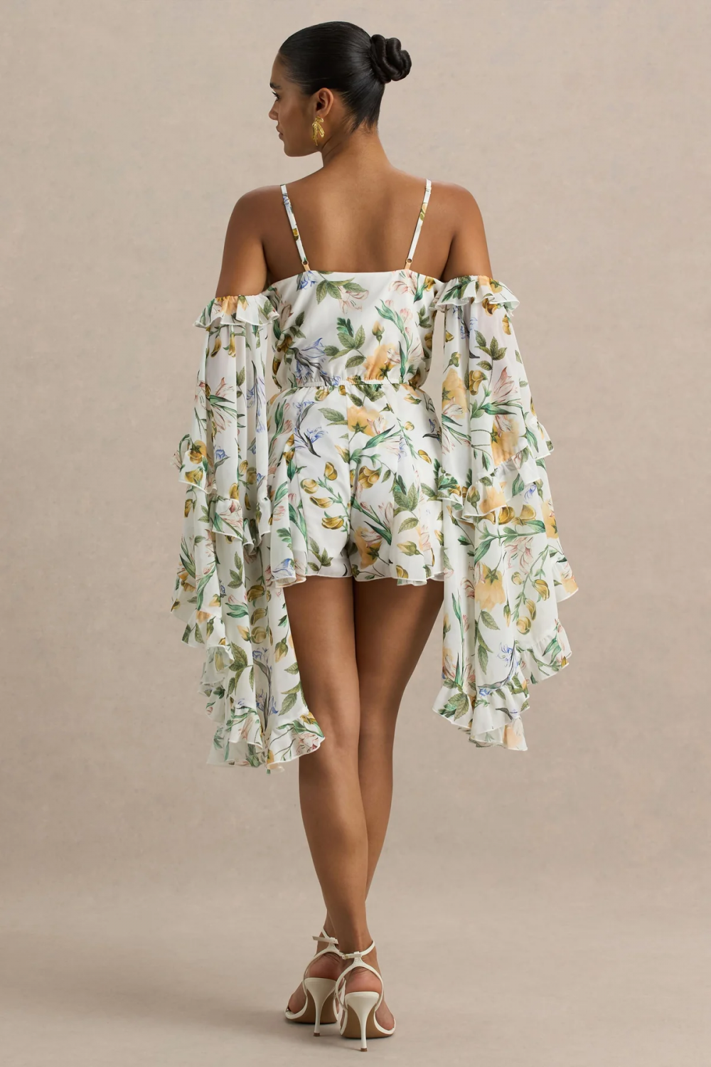 ✨ Ivory Bloom Chiffon Long Sleeve Playsuit